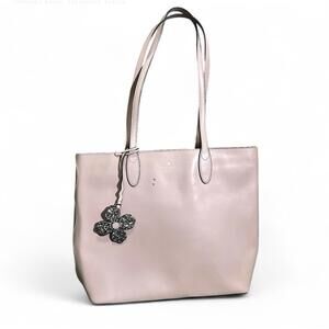 Kate Spade New York Handbag Pink Leather Kerri Tote Shoulder Bag Flower Charm